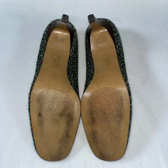 Loft Tweed Leather Trim Tassel Pumps High Heels Shoes Green Size 7.5 - Picture 7 of 7